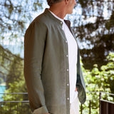 NATHAN shirt dusty olive pure linen