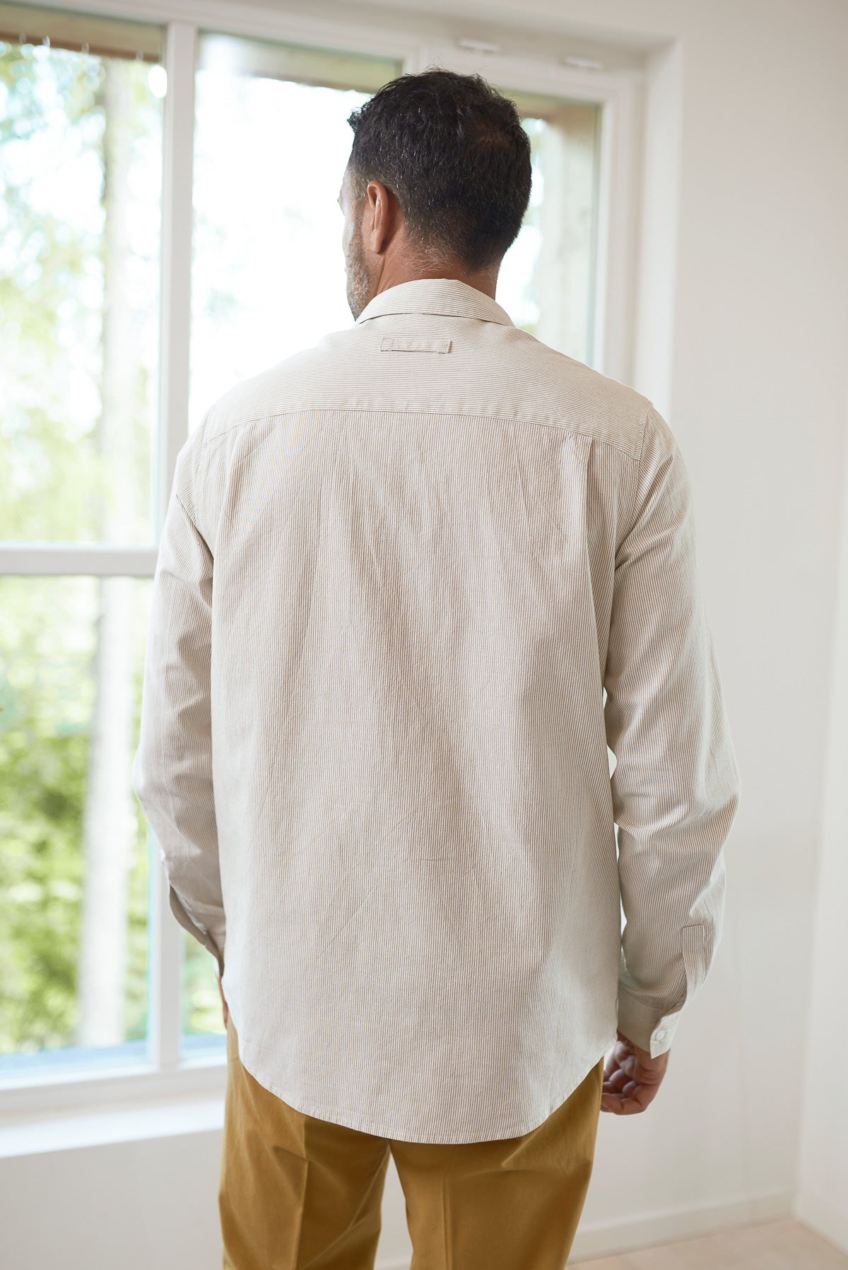 SIMON shirt eco oxford striped gold