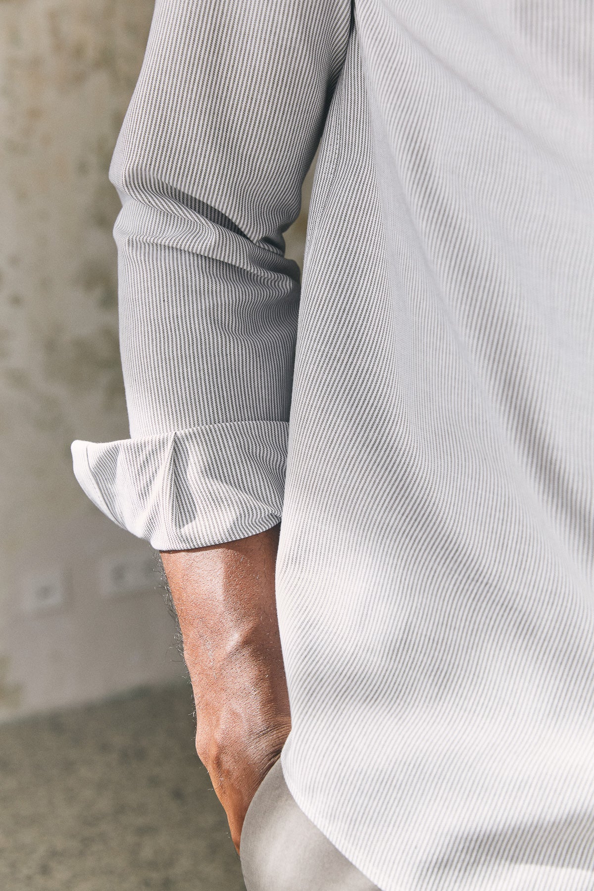 SIMON shirt eco oxford striped olive