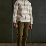 SIMON shirt eco striped khaki flannel